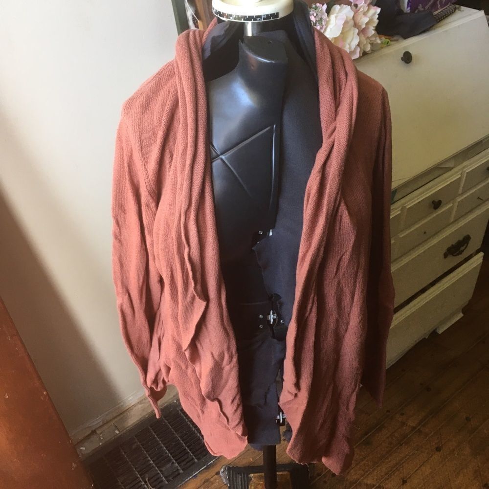 Leith dusty rose drape front cardigan with pockets